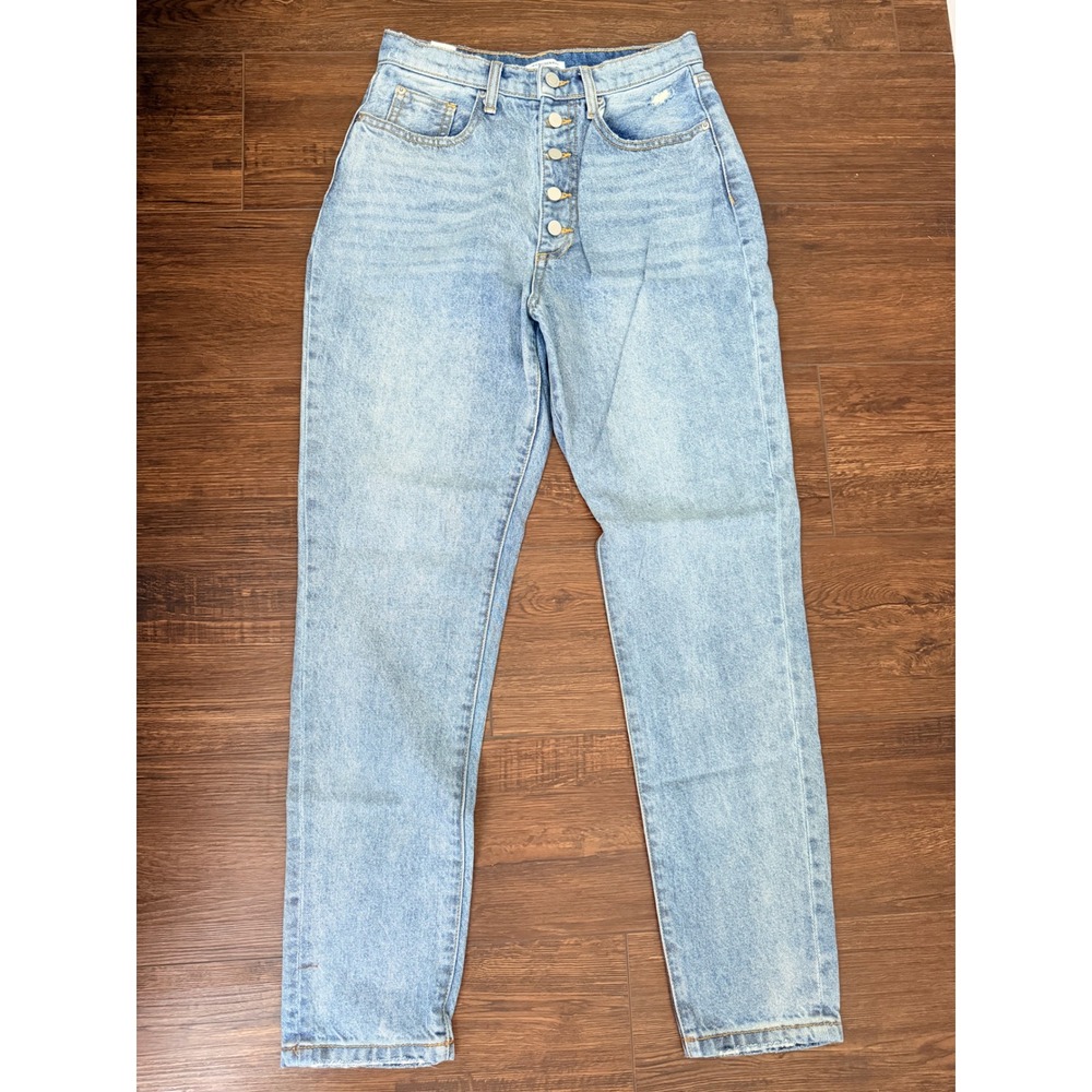 WeWoreWhat High Rise Mom Jeans Light Wash Button Fly Straight Leg Size 27